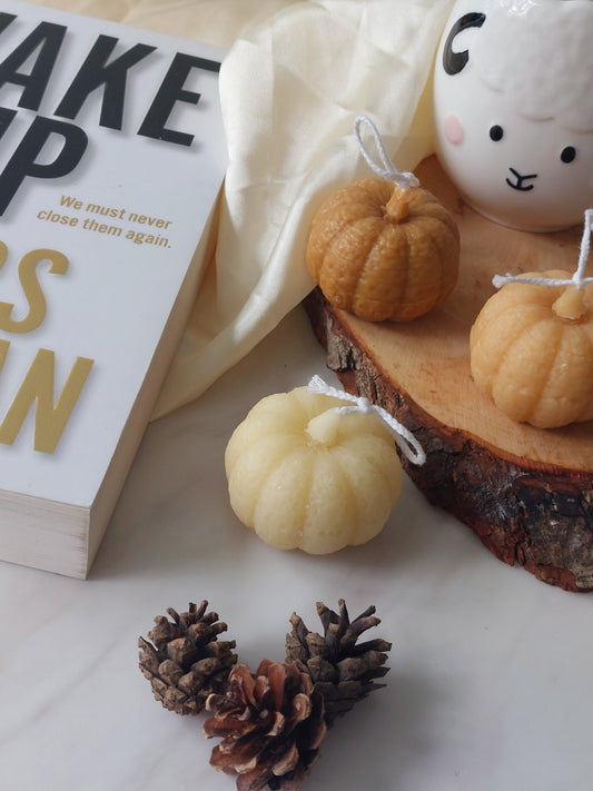 Pumpkin beeswax candle