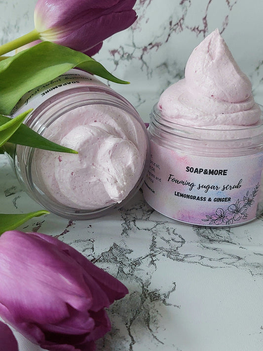 Foaming Sugar Scrub ( lemongrass & ginger) (face & body scrub)