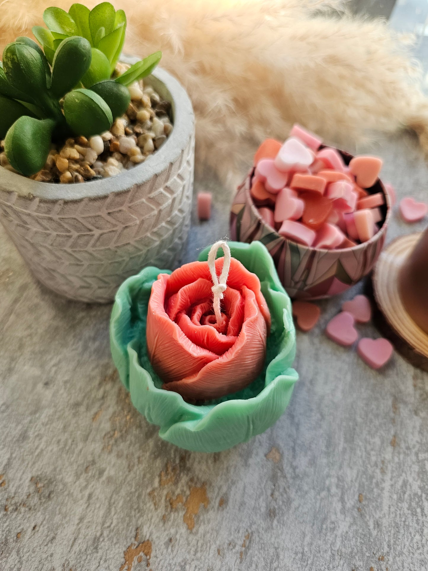 Rose Soay Wax Candle scented with Rosewood and Peony 🌹