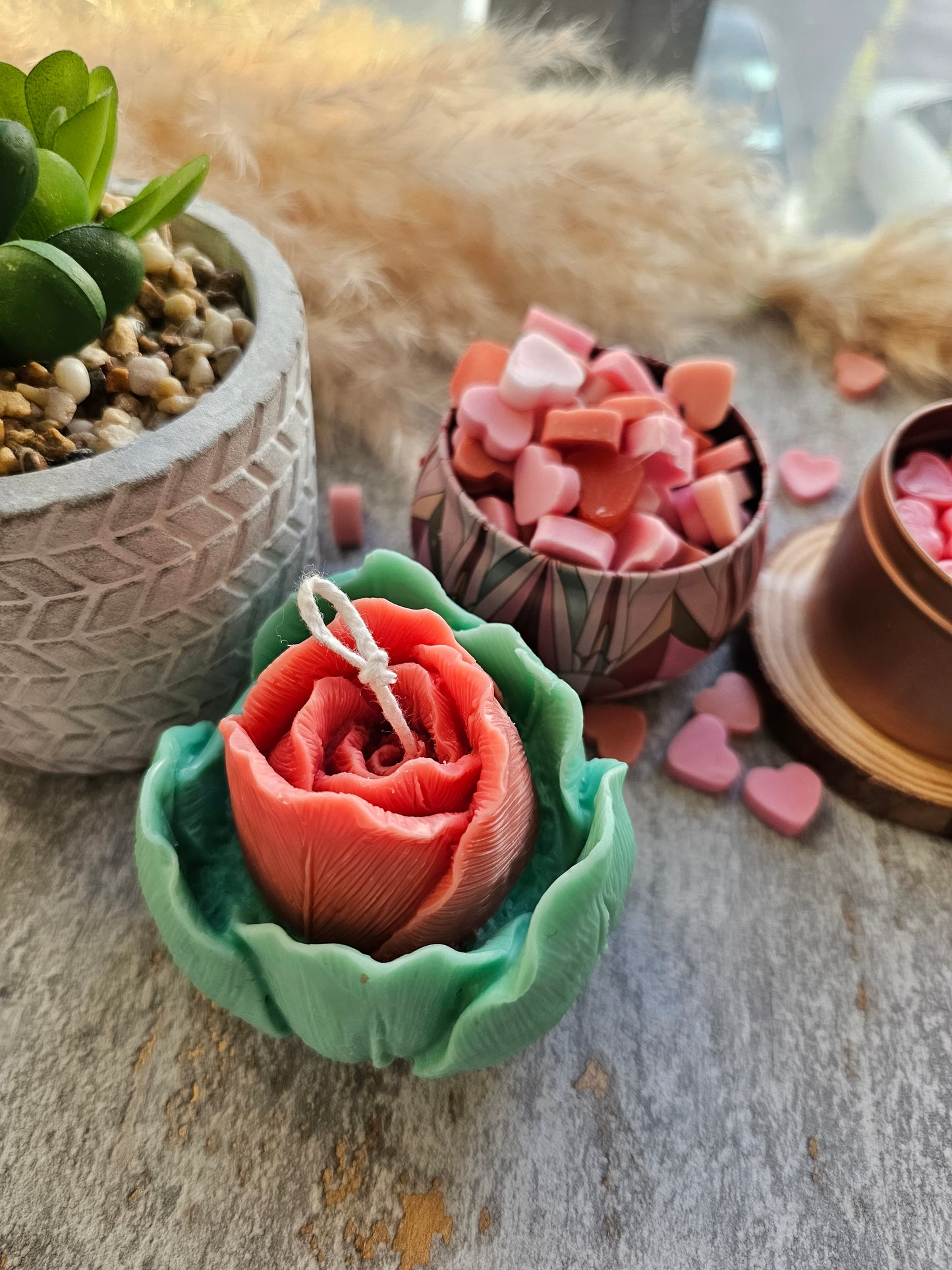 Rose Soay Wax Candle scented with Rosewood and Peony 🌹