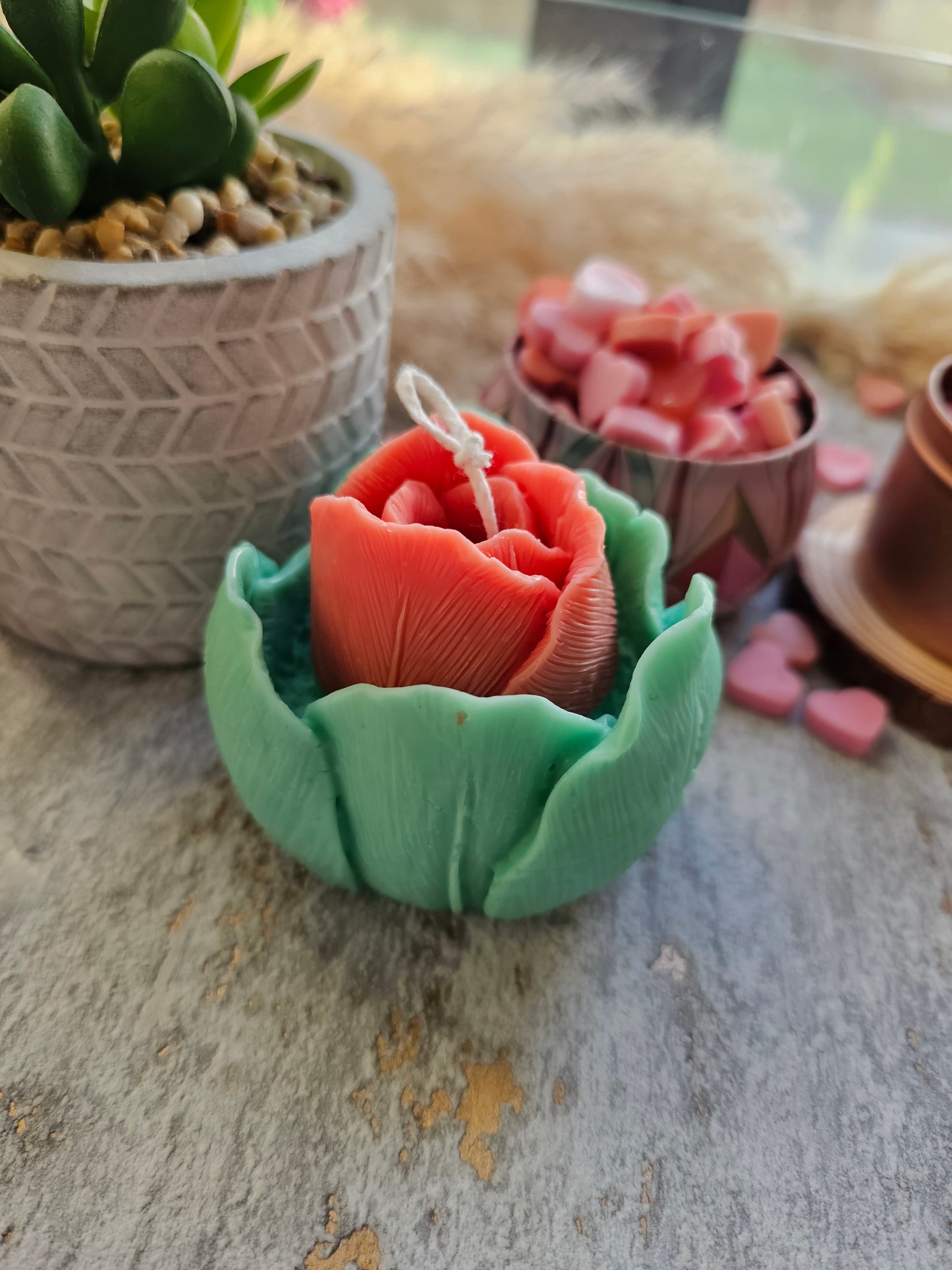 Rose Soay Wax Candle scented with Rosewood and Peony 🌹