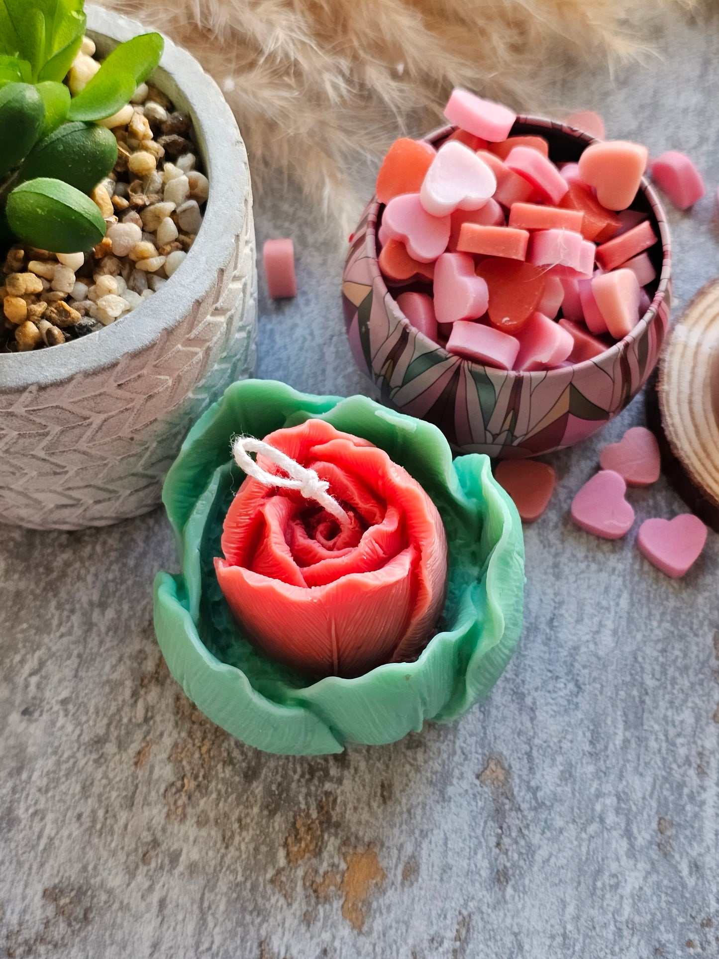 Rose Soay Wax Candle scented with Rosewood and Peony 🌹